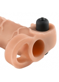 Телесная вибронасадка с кольцом Vibrating Real Feel 2 Extension - 16 см. - Pipedream - во Владикавказе купить с доставкой