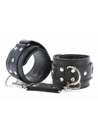 Чёрные кожаные наручники - БДСМ Арсенал - купить с доставкой во Владикавказе