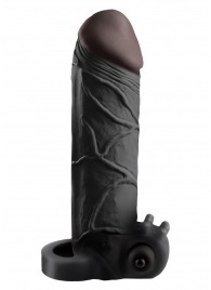 Чёрная вибронасадка с кольцом Vibrating Real Feel 2 Extension - 16 см. - Pipedream - во Владикавказе купить с доставкой