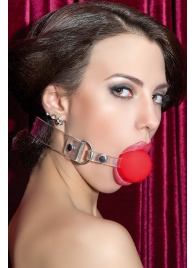 Красный силиконовый кляп-шар на прозрачных ремешках - ToyFa - купить с доставкой во Владикавказе