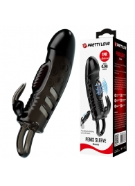 Черная стимулирующая вибронасадка с клиторальным зайчиком Sloane - 18,7 см. - Baile - во Владикавказе купить с доставкой