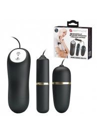 Черный проводной набор с электростимуляцией: виброяйцо и вибропуля - Baile - купить с доставкой во Владикавказе