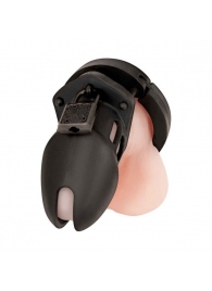 Черная силиконовая клетка целомудрия для члена с замком - BlueLine - купить с доставкой во Владикавказе