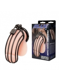 Черная металлическая клетка для члена с замком - BlueLine - купить с доставкой во Владикавказе