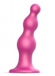 Розовая насадка Strap-On-Me Dildo Plug Beads size L - Strap-on-me - купить с доставкой во Владикавказе
