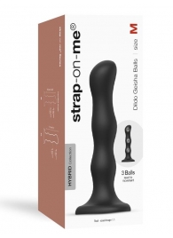 Черная насадка Strap-On-Me Dildo Geisha Balls size M - Strap-on-me - купить с доставкой во Владикавказе
