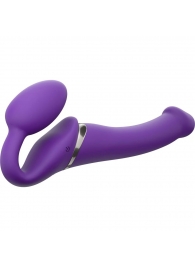Фиолетовый безремневой вибрострапон Silicone Bendable Strap-On - size M - Strap-on-me - купить с доставкой во Владикавказе