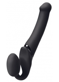 Черный безремневой вибрострапон Silicone Bendable Strap-On - size XL - Strap-on-me - купить с доставкой во Владикавказе