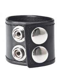 Хомут-утяжка для мошонки из искусственной кожи на клепках SNAP BALL STRETCHER - BlueLine - купить с доставкой во Владикавказе