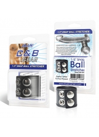 Хомут-утяжка для мошонки из искусственной кожи на клепках SNAP BALL STRETCHER - BlueLine - купить с доставкой во Владикавказе