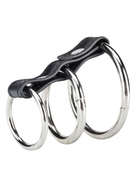 Хомут на пенис из трех металлических колец 3 RING GATES OF HELL - BlueLine - во Владикавказе купить с доставкой