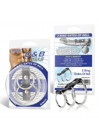 Хомут на пенис из трех металлических колец 3 RING GATES OF HELL - BlueLine - во Владикавказе купить с доставкой