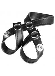 Разделитель мошонки из искусственной кожи на клепках 8 STYLE BALL DIVIDER - BlueLine - купить с доставкой во Владикавказе