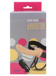 Полый страпон телесного цвета с встроенным вибратором - 20 см. - Seven Creations - купить с доставкой во Владикавказе