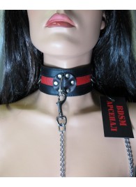 Металлический поводок с кожаной ручкой - БДСМ Арсенал - купить с доставкой во Владикавказе