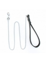 Металлический поводок с кожаной ручкой - БДСМ Арсенал - купить с доставкой во Владикавказе