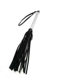 Черный многохвостовый флоггер с металлической рукоятью - 48 см. - Crazy Handmade - купить с доставкой во Владикавказе