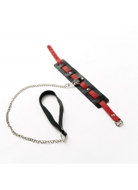 Черный ошейник с красным ремешком и поводком - Crazy Handmade - купить с доставкой во Владикавказе