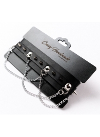 Черный чокер с шипами и металлическими цепочками - Crazy Handmade - купить с доставкой во Владикавказе