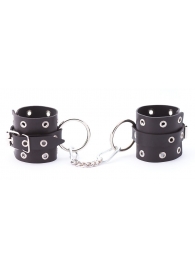 Черные кожаные наручники с люверсами - Crazy Handmade - купить с доставкой во Владикавказе