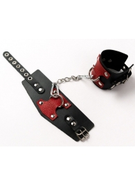 Черные кожаные оковы с красными вставками - Crazy Handmade - купить с доставкой во Владикавказе