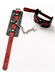 Черные оковы с красным декором и заклепками - Crazy Handmade - купить с доставкой во Владикавказе