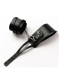 Черные кожаные оковы с креплением в виде веревочек - Crazy Handmade - купить с доставкой во Владикавказе