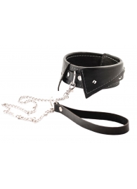 Черный ошейник-воротничок с металлическим поводком - Crazy Handmade - купить с доставкой во Владикавказе