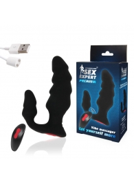 Черный анальный вибростимулятор с пультом ДУ - Sex Expert - во Владикавказе купить с доставкой