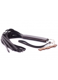 Черная кожаная плеть с удобной ручкой - 50 см. - Crazy Handmade - купить с доставкой во Владикавказе