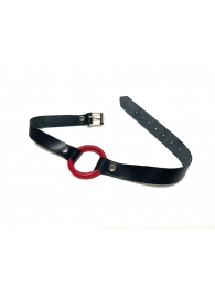 Красный кляп-кольцо на черных кожаных ремешках - БДСМ Арсенал - купить с доставкой во Владикавказе