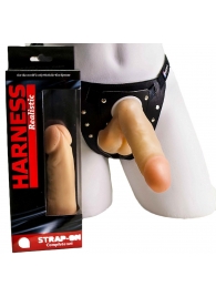 Реалистичный фаллоимитатор с мошонкой на трусиках Харнесс - 16,5 см. - LOVETOY (А-Полимер) - купить с доставкой во Владикавказе