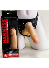 Реалистичный фаллоимитатор с мошонкой на трусиках Харнесс - 16,5 см. - LOVETOY (А-Полимер) - купить с доставкой во Владикавказе