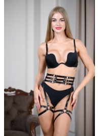 Кожаные гартеры на поясе Esteria - БДСМ Арсенал - купить с доставкой во Владикавказе