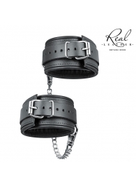 Черные кожаные оковы на цепочке с карабинами - Notabu - купить с доставкой во Владикавказе