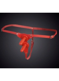 Красные кожаные универсальные трусики с двумя  штырьками для насадок - Sitabella - купить с доставкой во Владикавказе