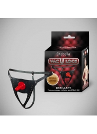 Черные кожаные универсальные трусики со штырьком для насадок и вырезом - Sitabella - купить с доставкой во Владикавказе