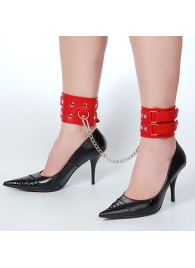 Кожаные красные оковы с цепочкой - Sitabella - купить с доставкой во Владикавказе