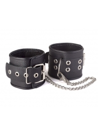Кожаные черные оковы с широким ремешком, соединенные цепочкой - Sitabella - купить с доставкой во Владикавказе