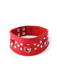 Кожаный красный ошейник с велюровой подкладкой - Sitabella - купить с доставкой во Владикавказе