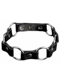 Кожаный черный ошейник с кольцами - Sitabella - купить с доставкой во Владикавказе