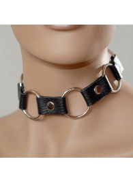 Кожаный черный ошейник с кольцами - Sitabella - купить с доставкой во Владикавказе
