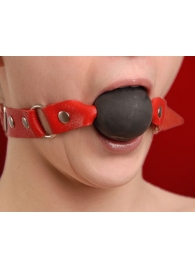 Чёрный кляп-шар с красным ремешком - Sitabella - купить с доставкой во Владикавказе