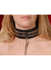 Чёрный ошейник с цепочками и поводком - Sitabella - купить с доставкой во Владикавказе