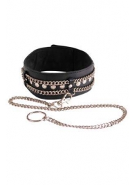 Чёрный ошейник с цепочками и поводком - Sitabella - купить с доставкой во Владикавказе