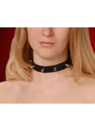Узкий чёрный ошейник с шипами - Sitabella - купить с доставкой во Владикавказе