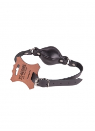 Чёрный кожаный кляп на регулируемых ремешках - Sitabella - купить с доставкой во Владикавказе