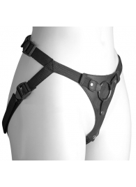 Черный женский пояс-трусики с кольцом для фиксации насадок - LOVETOY (А-Полимер) - купить с доставкой во Владикавказе