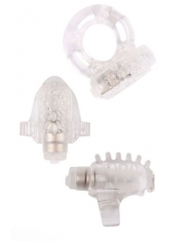 Набор из 3 прозрачных эрекционных колец с вибрацией Teasers Ring Kit - Chisa - во Владикавказе купить с доставкой