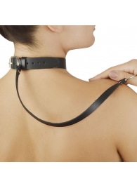 Зеленый меховой ошейник с кожаным поводком - Sitabella - купить с доставкой во Владикавказе